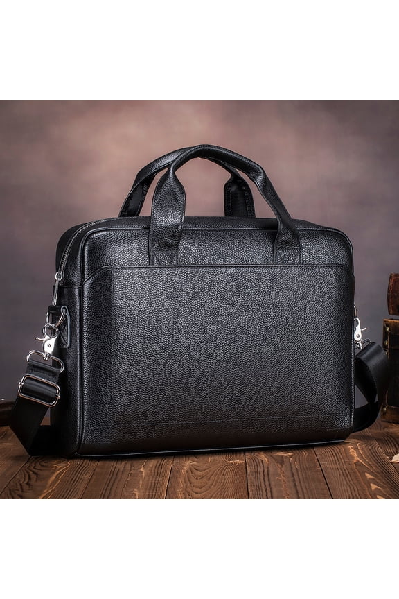 Fashion Men's First Layer Cowhide Portable Portfolio,15 Inches
