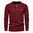 thumbnail image 1 of Fashion Men's Henley Shirts Men's Retro Corduroy Henley Shirt Casual Long Sleeve Half Button Down Lightweight Fall Textured Solid Color Pullover Shirts with Chest Pocket Fall Outfits, 1 of 3