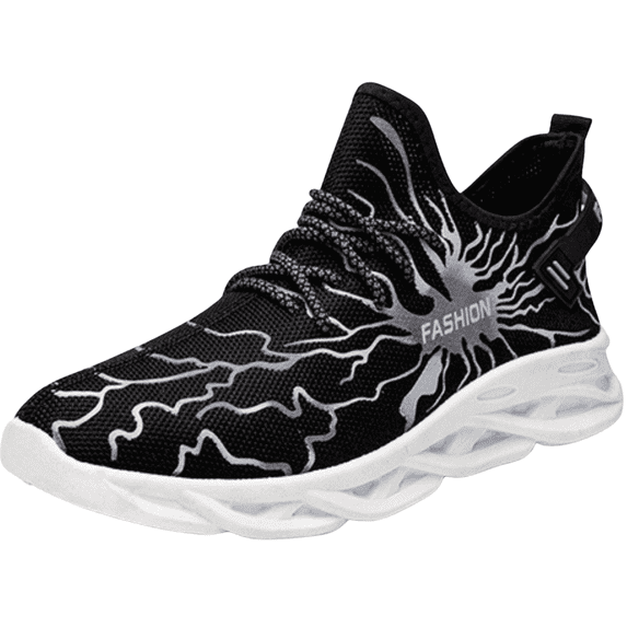 Fashion Men's Lightning Strike Breathable Lightweight Running Shoes, Black Size 9