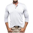 thumbnail image 1 of Fashion Men's Long Sleeve Shirts Crewneck Solid-Color Casual Buttons Basic Pullover Shirt S-3XL, 1 of 6