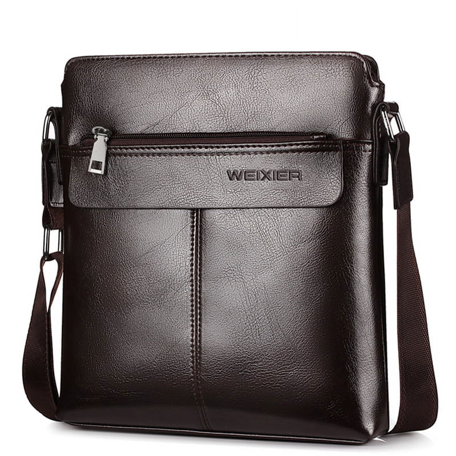 Fashion Plaid Men Bags Shoulder Crossbody Vintage Leather