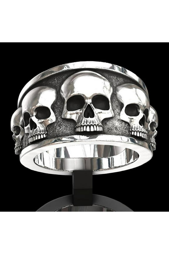 Fashion Men's Stainless Steel Skull Band Ring Hip Hop Punk Gothic Engagement Jewelry Rings