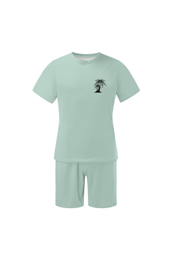 Fashion Men's Suit Summer Coconut Print Short Sleeve T Shirt Shorts Breathable And Comfortable