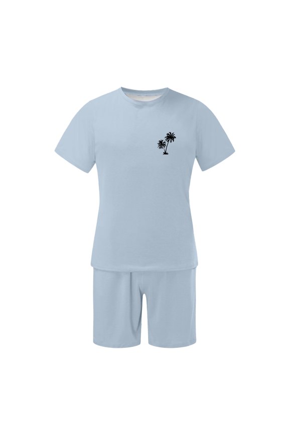 Fashion Men's Suit Summer Coconut Print Short Sleeve T Shirt Shorts Breathable Comfortable Casual Style