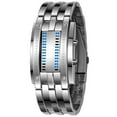 thumbnail image 1 of Fashion Mens Binary Sports Watch Digital LED Matrix Waterproof Outdoor Casual Black Bracelet Square Blue Backlit Watches, 1 of 8