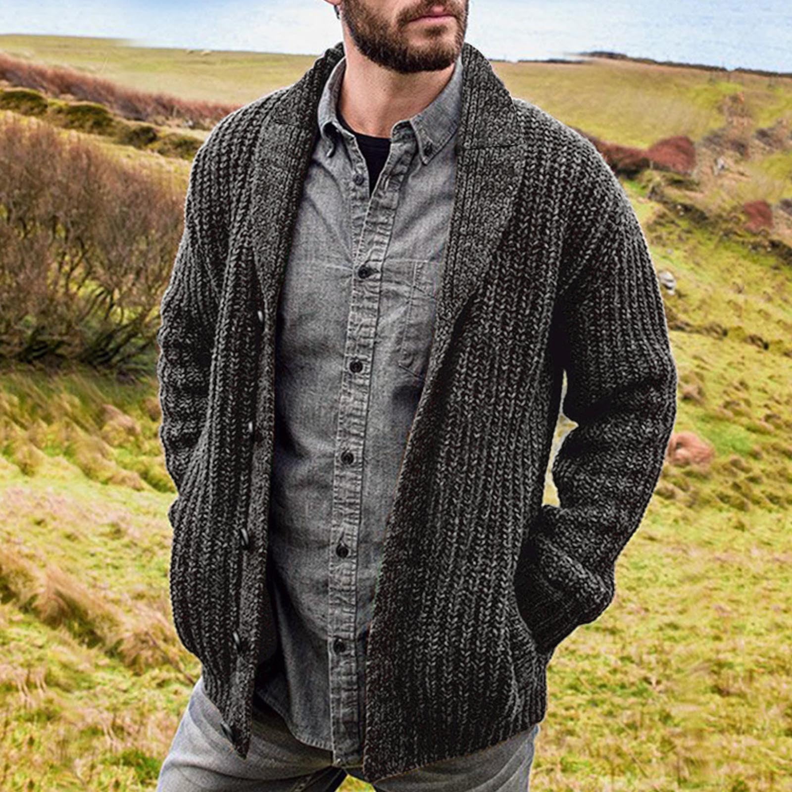 Mens cardigan jacket jumper knit pullover coat hotsell