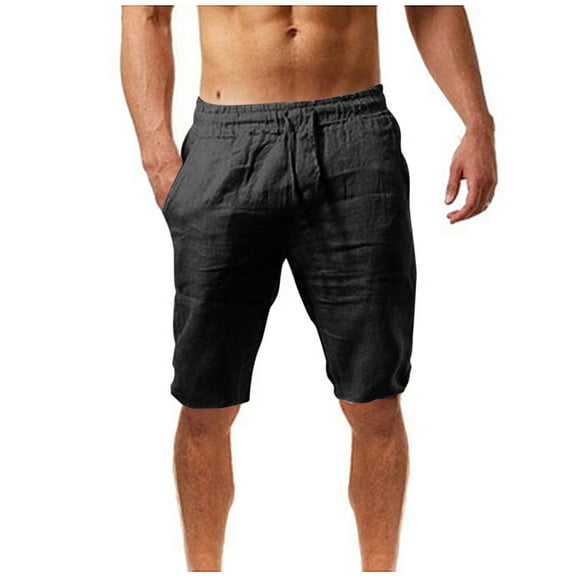 Fashion Mens Casual Solid Pockets High Waist Loose Bandage Pants Knee Lenght Capri Leggings For Men Thermal Leggings For Men Work Pants Leggings Men High Waist