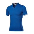 thumbnail image 1 of Fashion Mens Casual Solid Short Sleeve Turn-down Collar T-Shirt Blouse Tops Workout Shirts For Men,Blue,3XL, 1 of 4