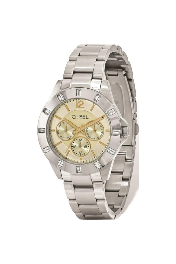 Fashion Mens Chisel Stainless Steel Champagne Dial Watch (8.25 X 1.5) Made In China tpw100