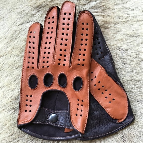 Fashion Mens Leather Gloves Full Finger Breathable Non Unlined Slip Driving Gloves New Male Mitten ,Secure Grip