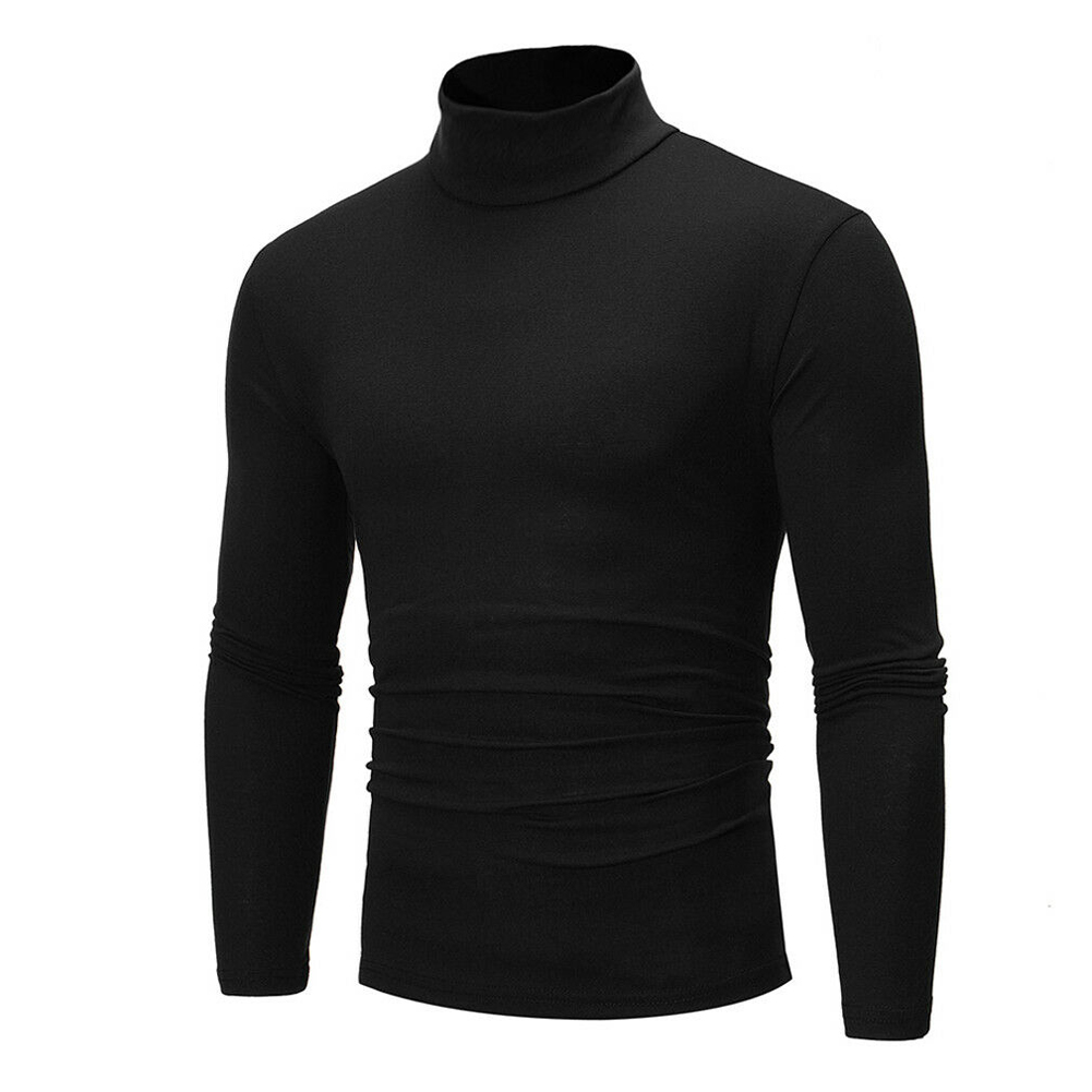 Fashion Mens Roll Turtle Neck Pullover Knitted Jumper Tops Sweater Black Size XL - image 1 of 4