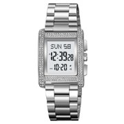Fashion Mens Watches Digital Watch Stainless Steel Casual Sport Waterproof Rectangle Watches with Luminous Display luxury Women Watches