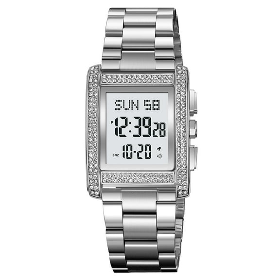 Fashion Mens Watches Digital Watch Stainless Steel Casual Sport Waterproof Rectangle Watches with Luminous Display luxury Women Watches