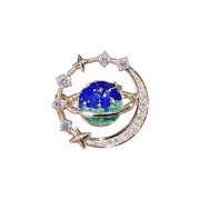 Fashion Metal Brooch Pin Women's Cosmic Planet Lapel Pins Sweater Shirt Fixed Clothes Decoration Accessories Gift