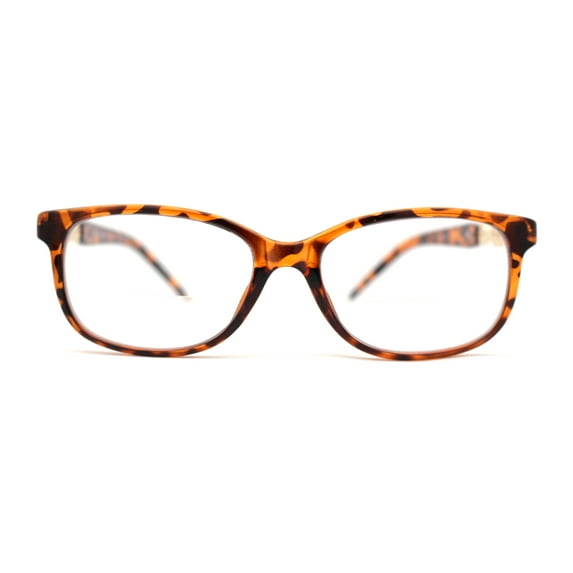 Fashion Metal Chain Arm Rectangular Plastic Bi-focal Reading Glasses Reading Glasses Tortoise Gold +2.00