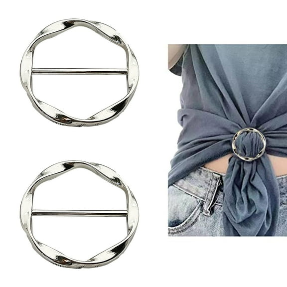 Fashion Metal Circle Clip Buckle Ring - 2pcs Clothing Wrap Holder for Scarves, Belts, and Accessories