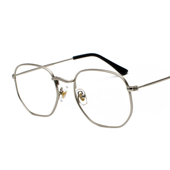 Metal Frame Fashion Glasses with 99 Percent Visible Light Transmission PC Lenses UV400 Protection Personality Eyewear