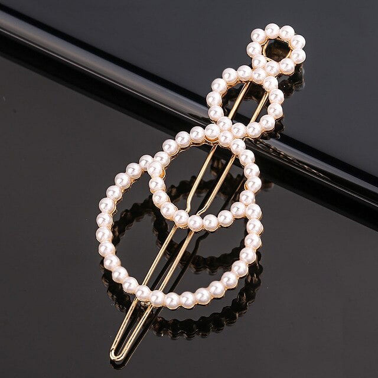 Fashion Metal Love Heart Hair Clip Elegant Pearl Round 