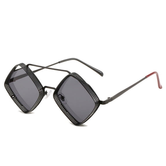 Fashion Metal Rhombus Double Beam Sunglasses: UV400 Protection, Full Frame Design for Stylish Eye Protection and Comfortable Wear