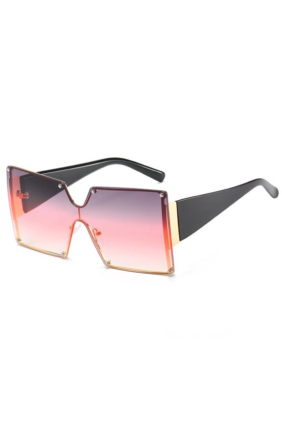 Fashion Metal Rimless Sunglasses for Women Large Frame UV400 Protection Polycarbonate Frame Lightweight and Durable