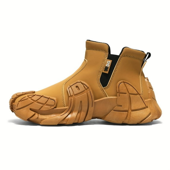Fashion Mid-Top Sneakers,  Fabric Inner & Insole, PVC Sole for All-Season Outdoor Hiking & Daily Wear, Hiking ，Casual Street Style Solid Color Slip-On Shoes with PU Upper