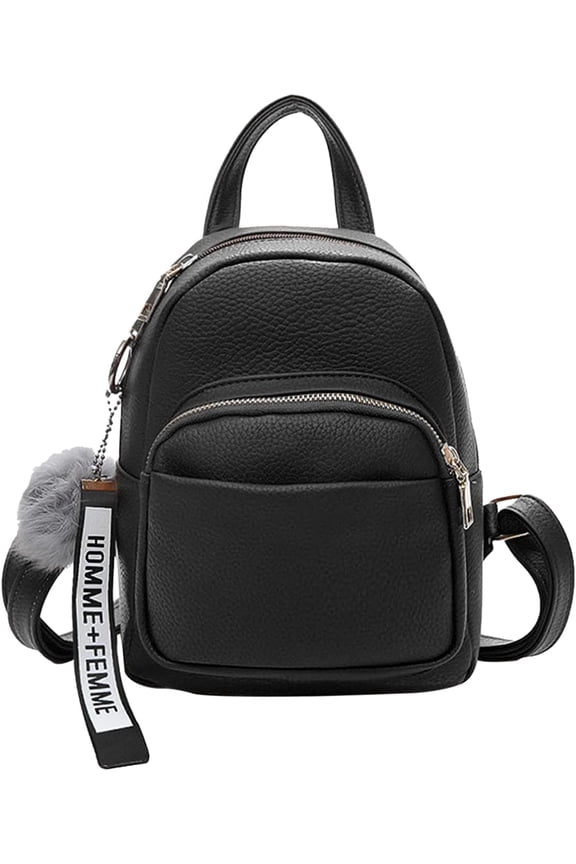 Fashion Mini Backpack Ladies Daypack Small Rucksack with Pompom Women PU Leather Backpack Purse for Travel Dating Shopping Pink