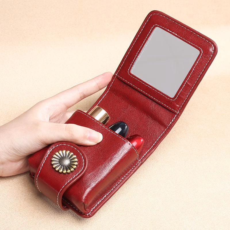 Fashion Mini Cosmetic Bag Portable Makeup Pouch Red Envelope Style with Mirror Mouth Net Celebrity Small Storage Pouch for Women