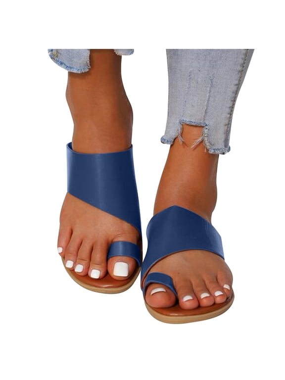 Fashion Minimalist Flat Thong Toe Ring Wide Fit Sandals
