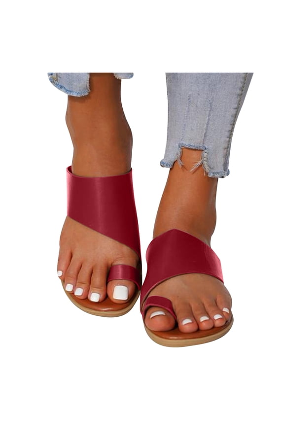 Fashion Minimalist Flat Thong Toe Ring Wide Fit Sandals