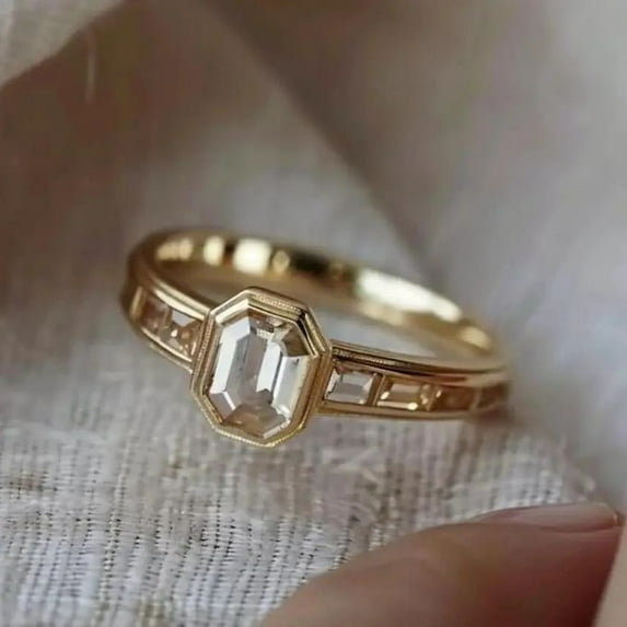 New Fashion Minimalist Gold Color Inlay Rhinestone Exquisite Rings For Women