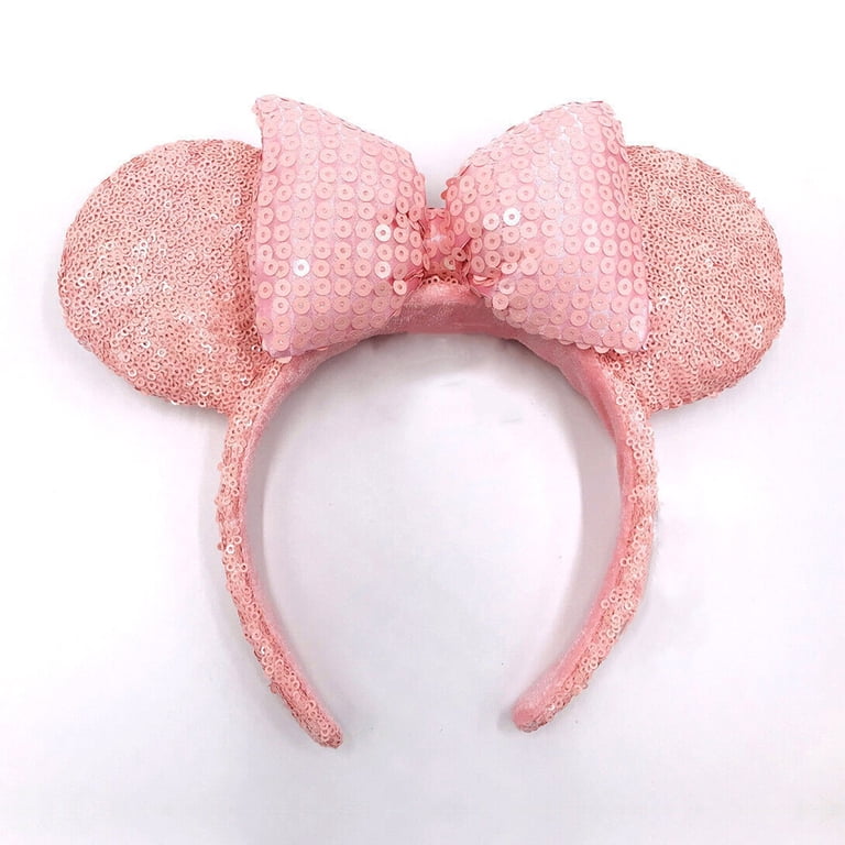 Fashion Minnie Ears Bow Sequin Headband, Millennial Pink 