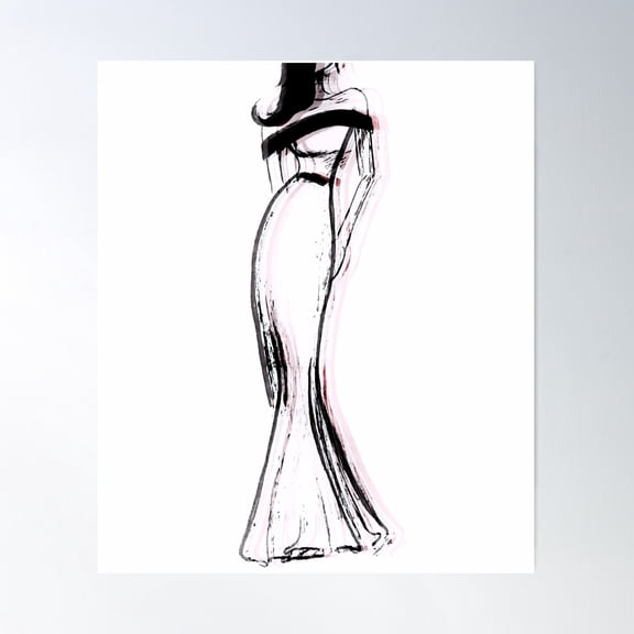 Fashion Model Sketch Design Poster Wall Art, Modern Wall Decor For Living Room Bedroom, 8x12 UNFRAMED