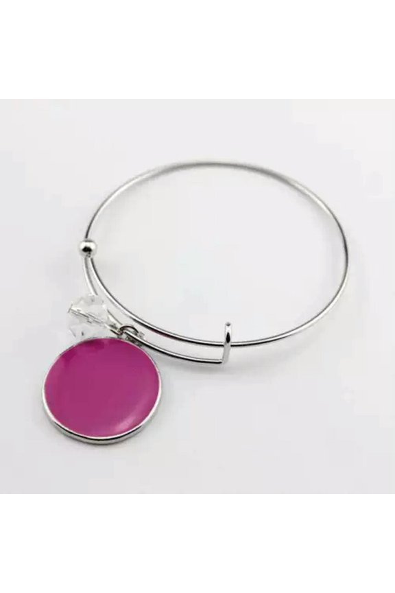 Fashion Monogram Blanks Charm Flat Round Disc Bangle Bracelet Adjustable