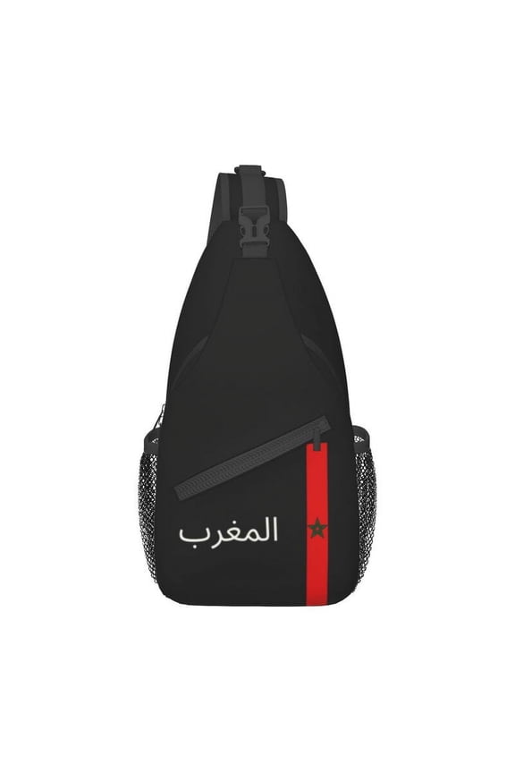 Fashion Morocco Flag Heart Sling Crossbody Backpack Men Moorish Moroccan Patriotic Shoulder Chest Bag for Hiking