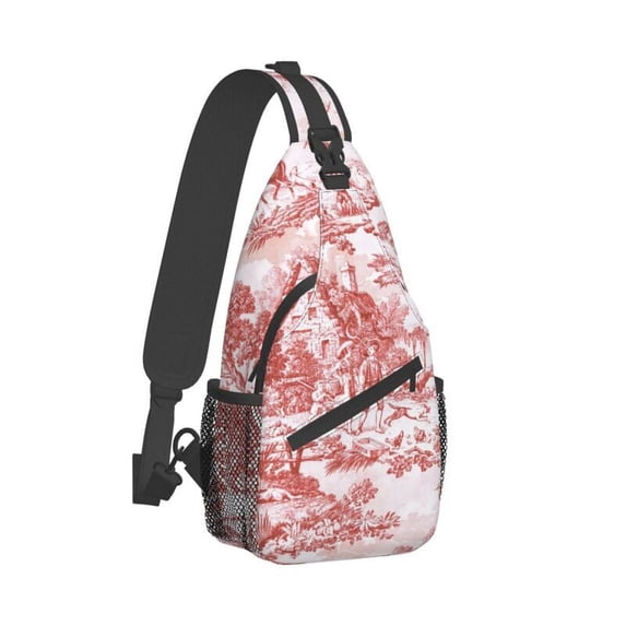 Fashion Motif Toile De Jouy Pattern Sling Crossbody Backpack Men French Traditional Art Shoulder Chest Bags for Travel Cycling