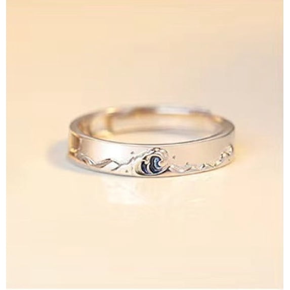 Adjustable Opening Starry Sky Korean Style Couple Rings Platinum Plated Matching Fashion Jewelry Anniversaries