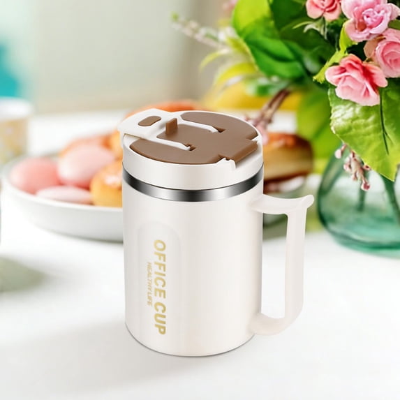 Fashion Mug Stainless Steel Double Insulated Coffee Cup Portable Scald Proof Mug Solid Color Cups with Lids Travel Special Coffee Mugs for Children Adult College Classroom Office