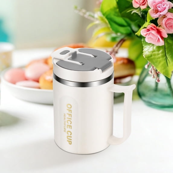 Fashion Mug Stainless Steel Double Insulated Coffee Cup Portable Scald Proof Mug Solid Color Cups with Lids Travel Special Coffee Mugs for Children Adult College Classroom Office