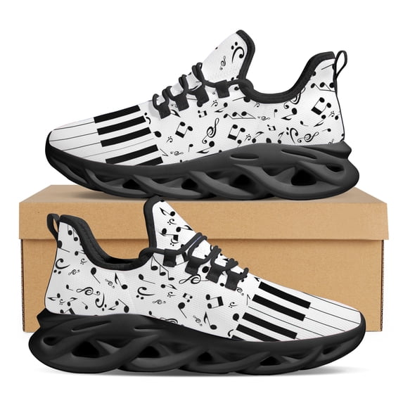 Fashion Music Notes Musical Instrument Pattern Women Vulcanized Shoes Comfort Jogging Sneakers Lace Up Flats