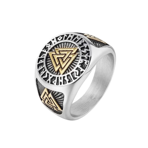 Mens Ring Stainless Steel Band Golden Ring With Triangle Fashion Jewelry Band Ring Mens Jewelry Gift Idea For Men