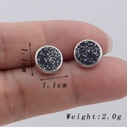 LNYULONG Fashion Navy Blue Resin Stud Earrings for Women Party Simple Golden Color Round Small Earrings Girls Cute Sweet Gift Jewelry