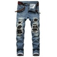 thumbnail image 1 of Fashion New Arrivals,AXXD Autumn Denim Straight Ripped Hole Trousers Jeans Full Pants Clearance Animal Print Pants Blue 6, 1 of 8