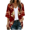 thumbnail image 1 of Fashion New Arrivals AXXD Beach Cover Ups for Women Plus Size Floral Print Puff Sleeve Kimono Cardigan Loose Chiffon Cover Up Tops, 1 of 5