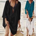 thumbnail image 1 of Fashion New Arrivals AXXD Black Swimsuit Cover Up Women Sexy Short Sleeve Kimono Swimwear Cover Up Solid Color Blouse Tops, 1 of 6