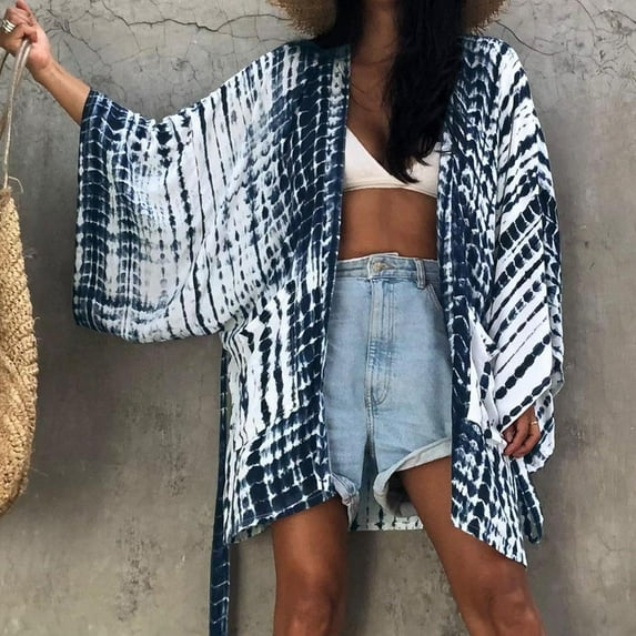 Fashion New Arrivals AXXD Pool Cover Ups for Women Print Chiffon Beach Kimono Long Cardigan Blouse Shawl Loose Tops Cover Up