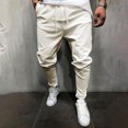 thumbnail image 1 of Fashion New Arrivals,AXXD Summer New Style Overalls Pure Colour Pants Clearance Pajama Pants for Men Graphic Khaki 4, 1 of 6