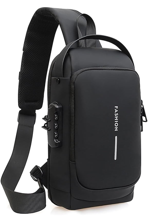 Fashion New Carbon Fiber Streamline Anti-Theft Sling Bag,Crossbody Shoulder Bag with USB Charging Port,For Sports Travel