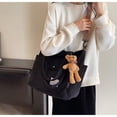 thumbnail image 1 of Fashion New Foldable Casual Style School Large Capacity Shopping Bag Handbag Bear Shoulder Bag Casual Shoulder Bag BLACK, 1 of 8