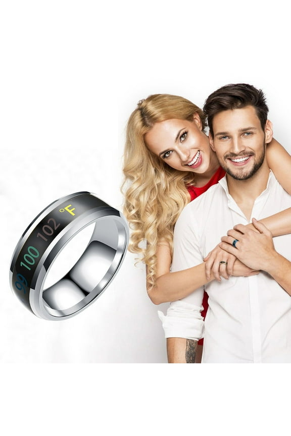 Fashion New Physical Intelligent Temperature Couple Ring Mood Display Ring Thermochromic Blue US Size 6-13