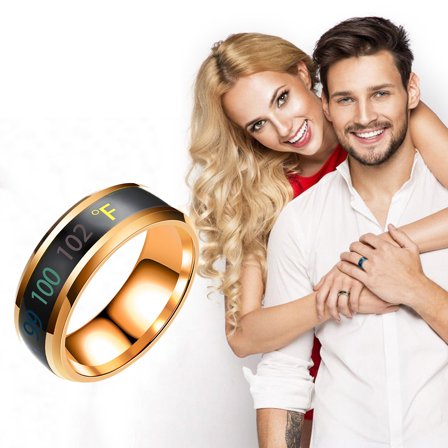 Fashion New Physical Intelligent Temperature Couple Ring Mood Display Ring Thermochromic Blue US Size 6-13